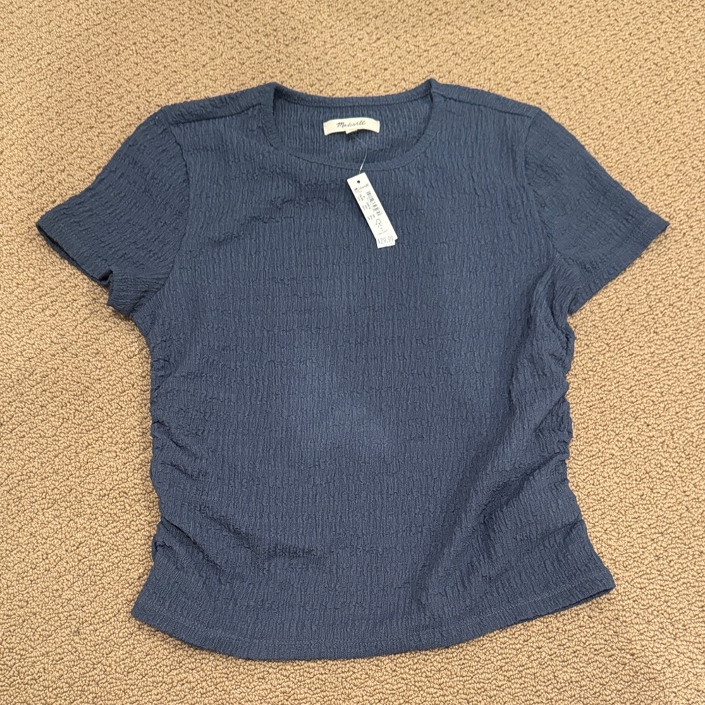 Madewell Textured Blue Short Sleeve Tee